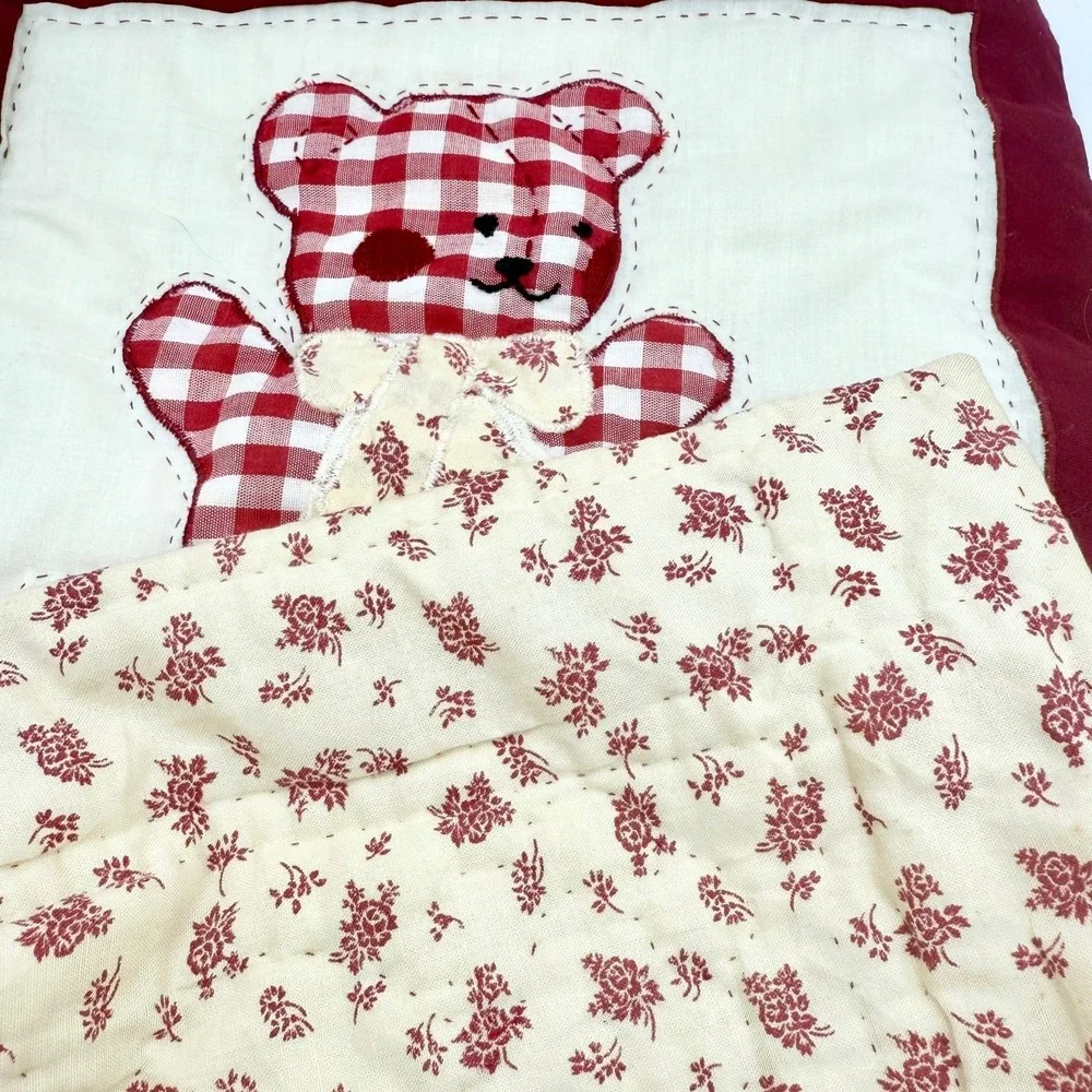 Vintage Hand Quilted ABC Wall Hanging Cat Bear Apple 1980s Frances Nash